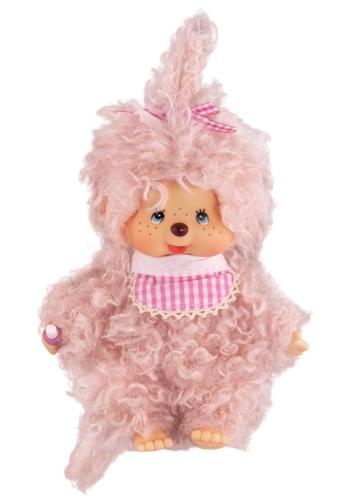 Monchhichi fluffy pink beige girl plush for bedtime cuddles and imaginative play.