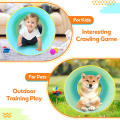 Moncoland tunnel color burst features bright yellow, green, and blue design.