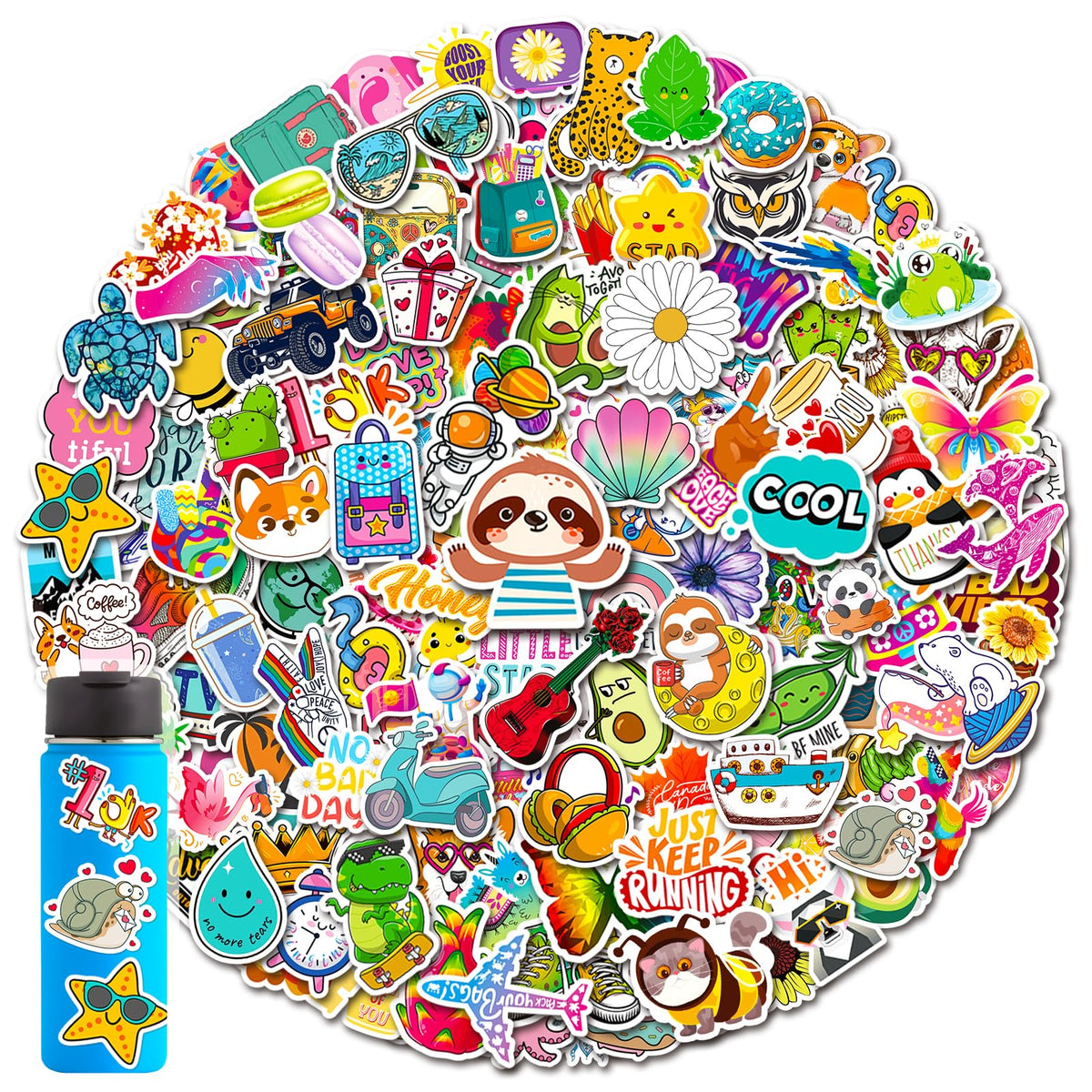 MonEnfance water bottle stickers decorate bottles with waterproof, fade-resistant colors.