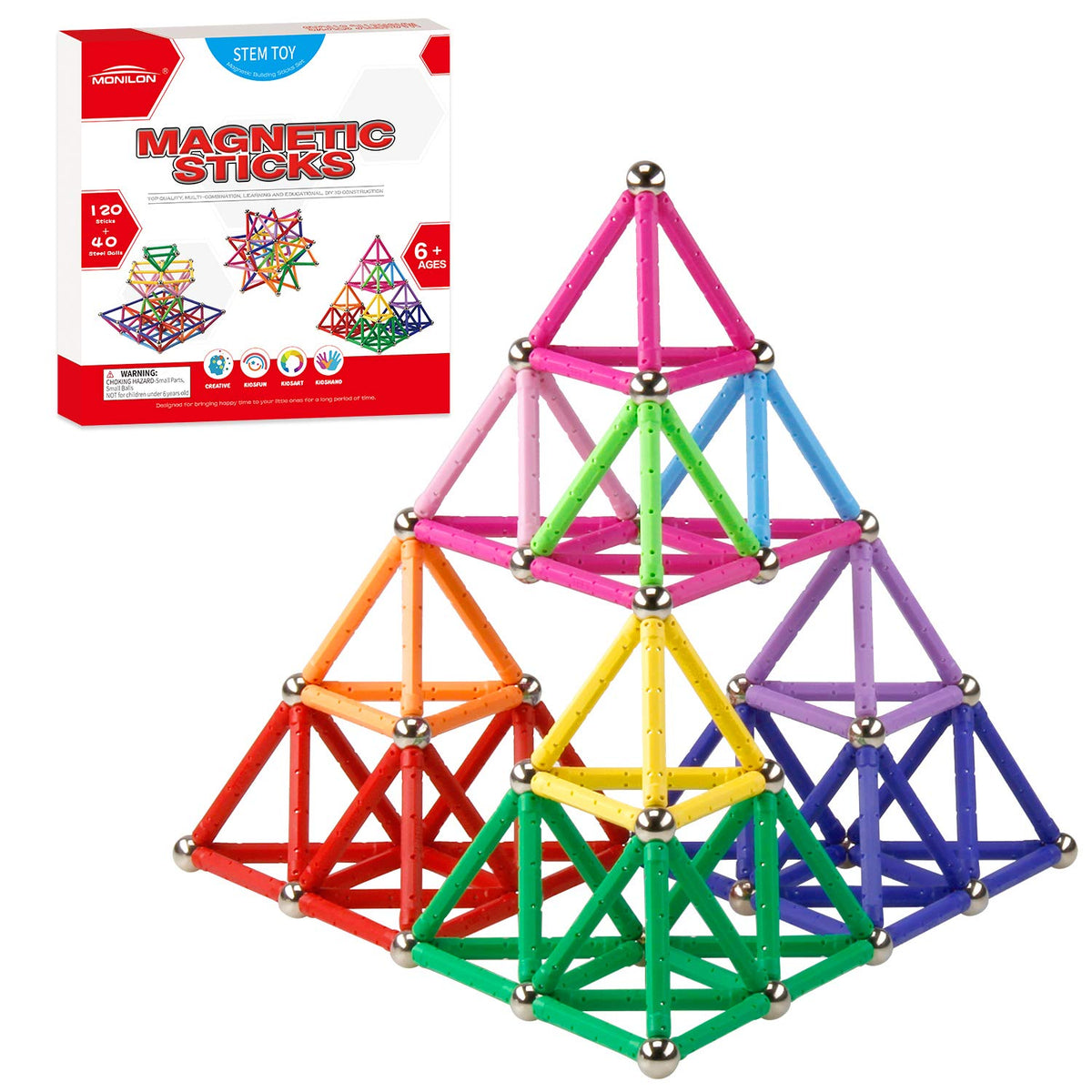 MONILON 160 Pcs magnet building sticks set for creative construction play.