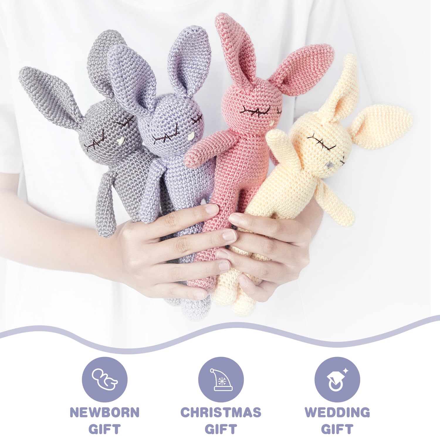 Moni's Choice newborn gift crochet bunny grey plush