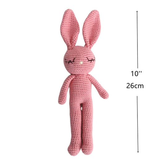Moni's Choice pink crochet bunny for newborns, ideal for snuggles and baby showers.