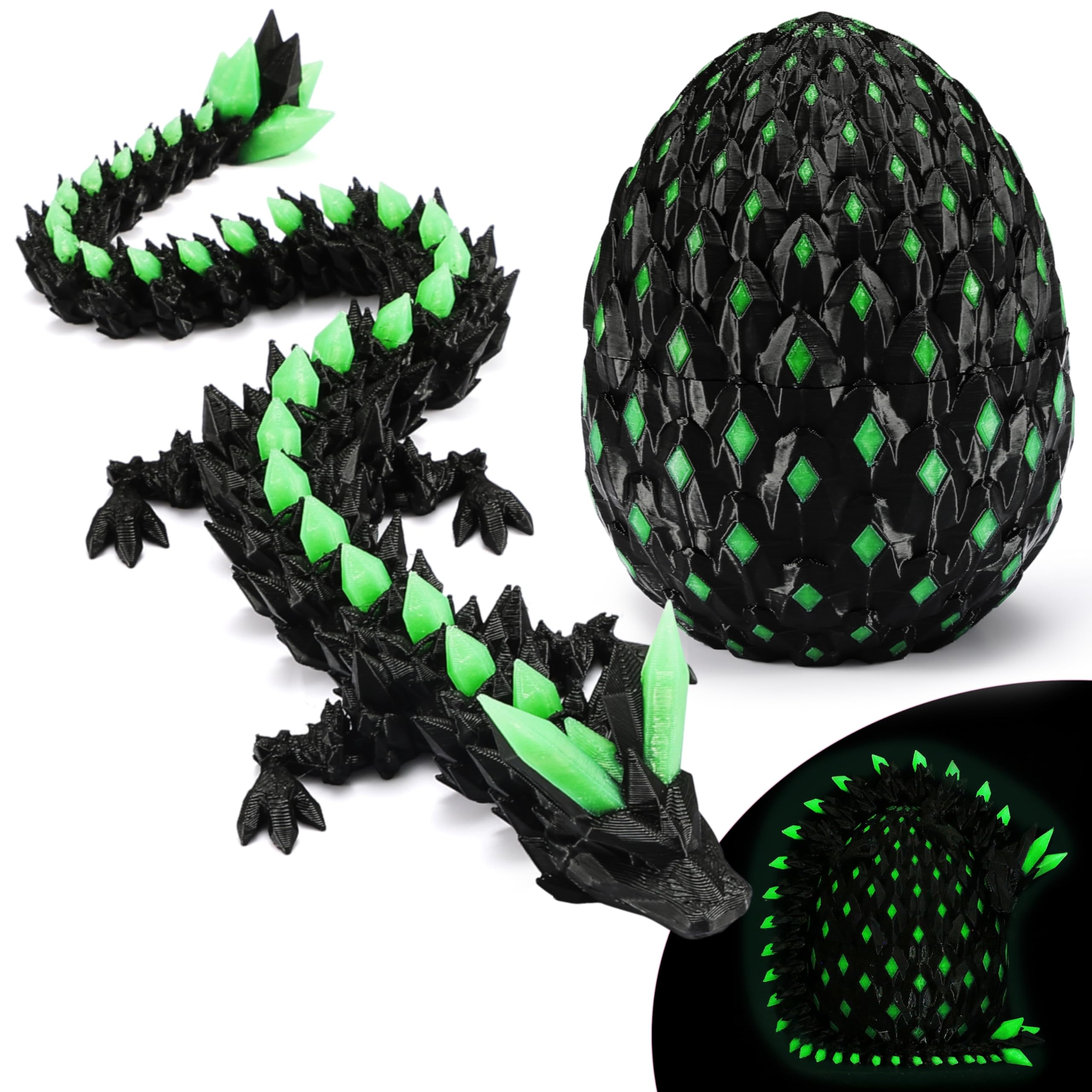 MONJITA dragon egg glow: neon dragon and egg that shines after light exposure.