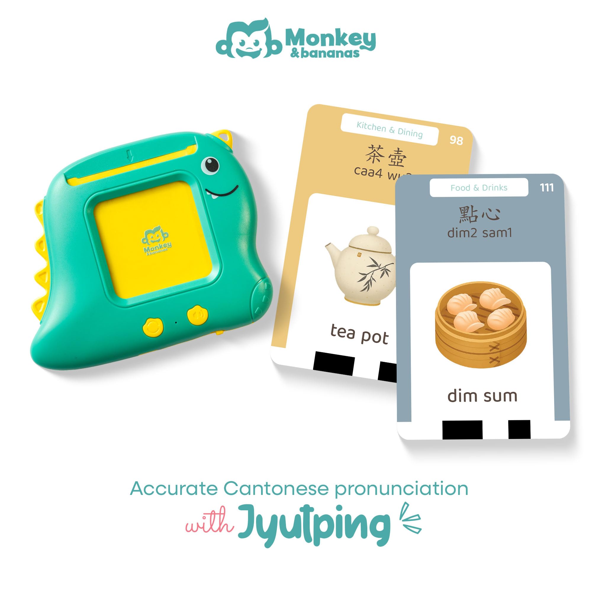 Monkey and Bananas cards feature traditional Chinese characters with Jyutping and audio.