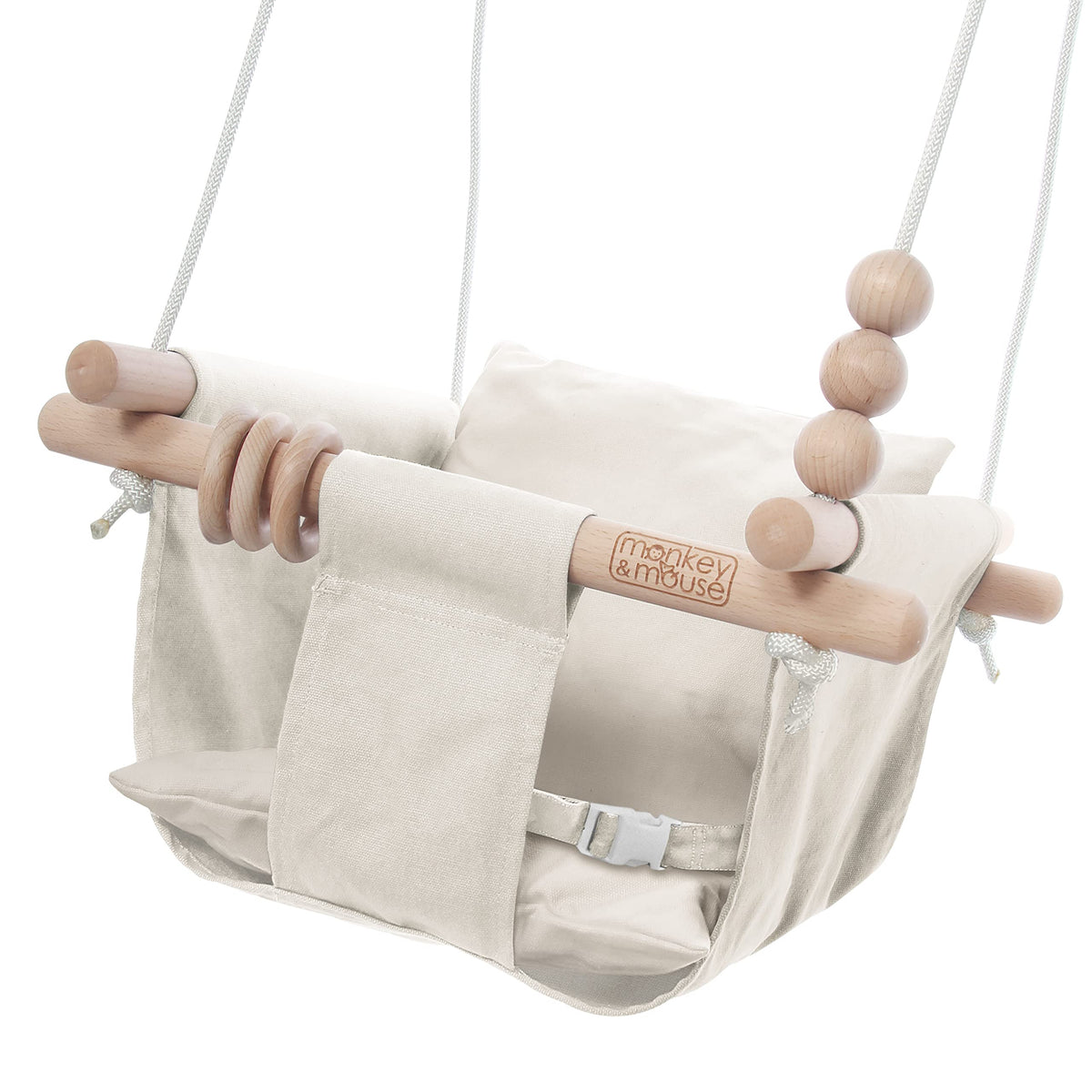 Monkey & Mouse cream bucket seat offers secure, versatile seating for indoor and outdoor play.
