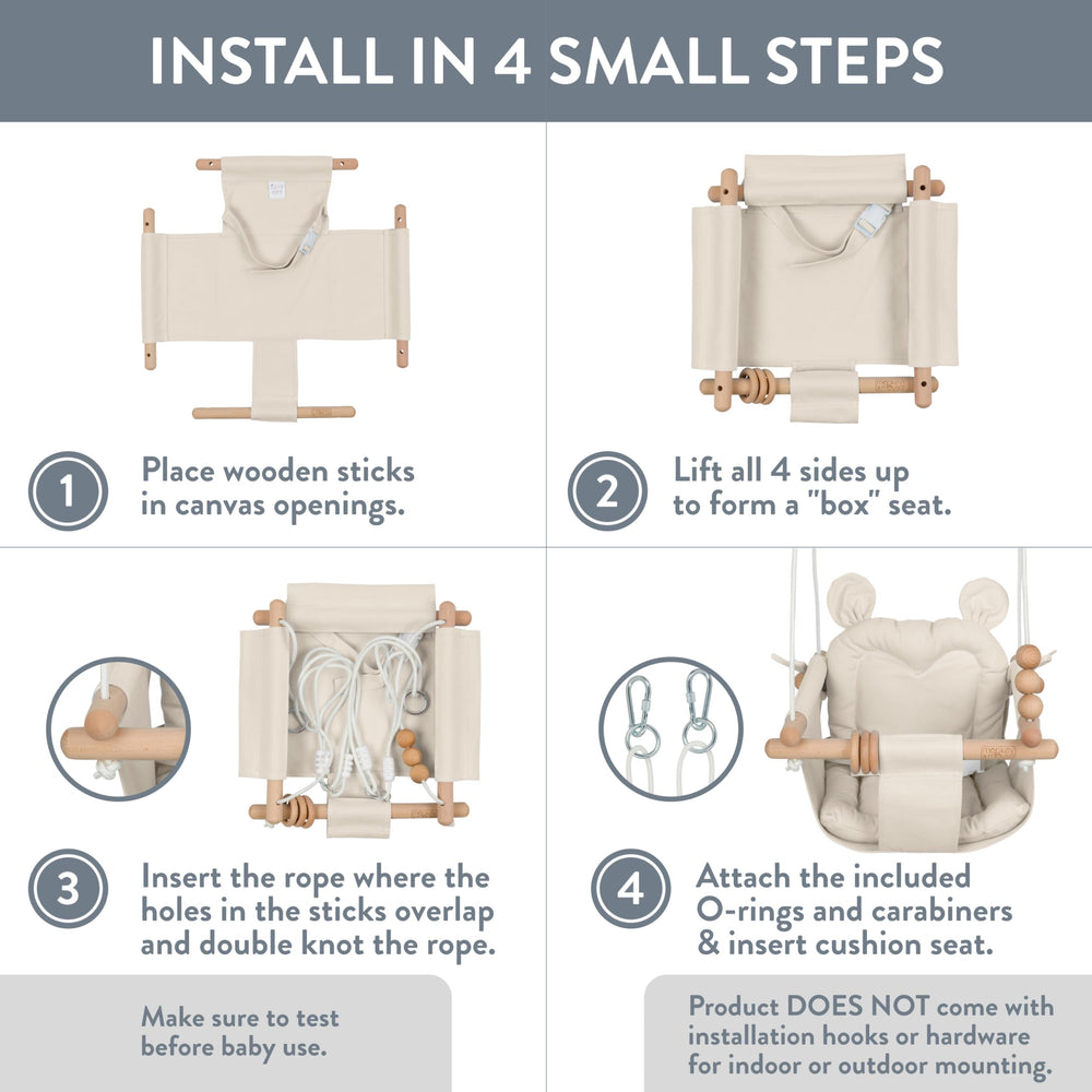 Portable design enables quick indoor and outdoor setup wherever your child loves to swing.