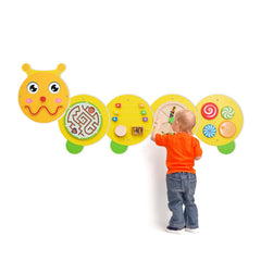 Monläurd Caterpillar Busy Board assembly-ready panels support quick wall mounting.