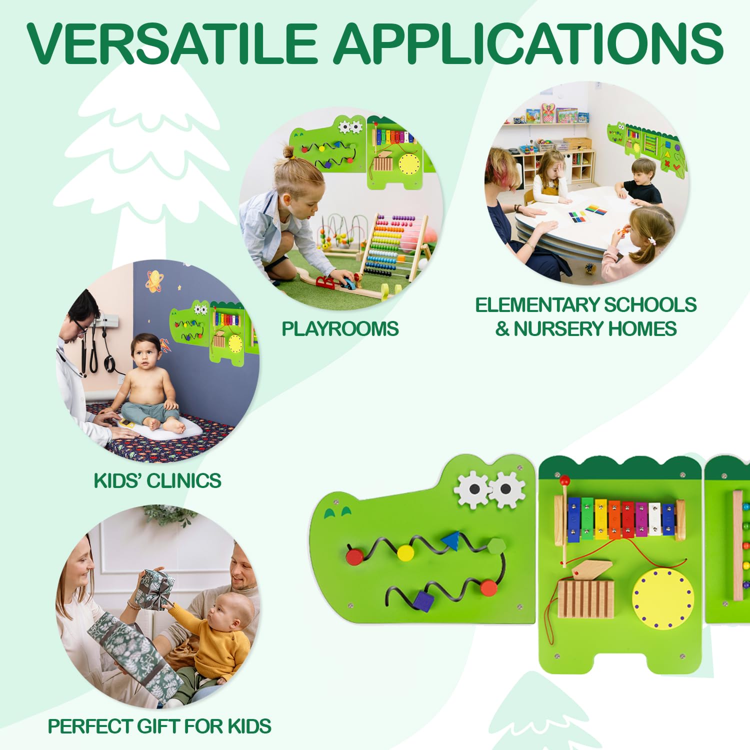 Monläurd Crocodile Busy Board kids playing to develop motor skills
