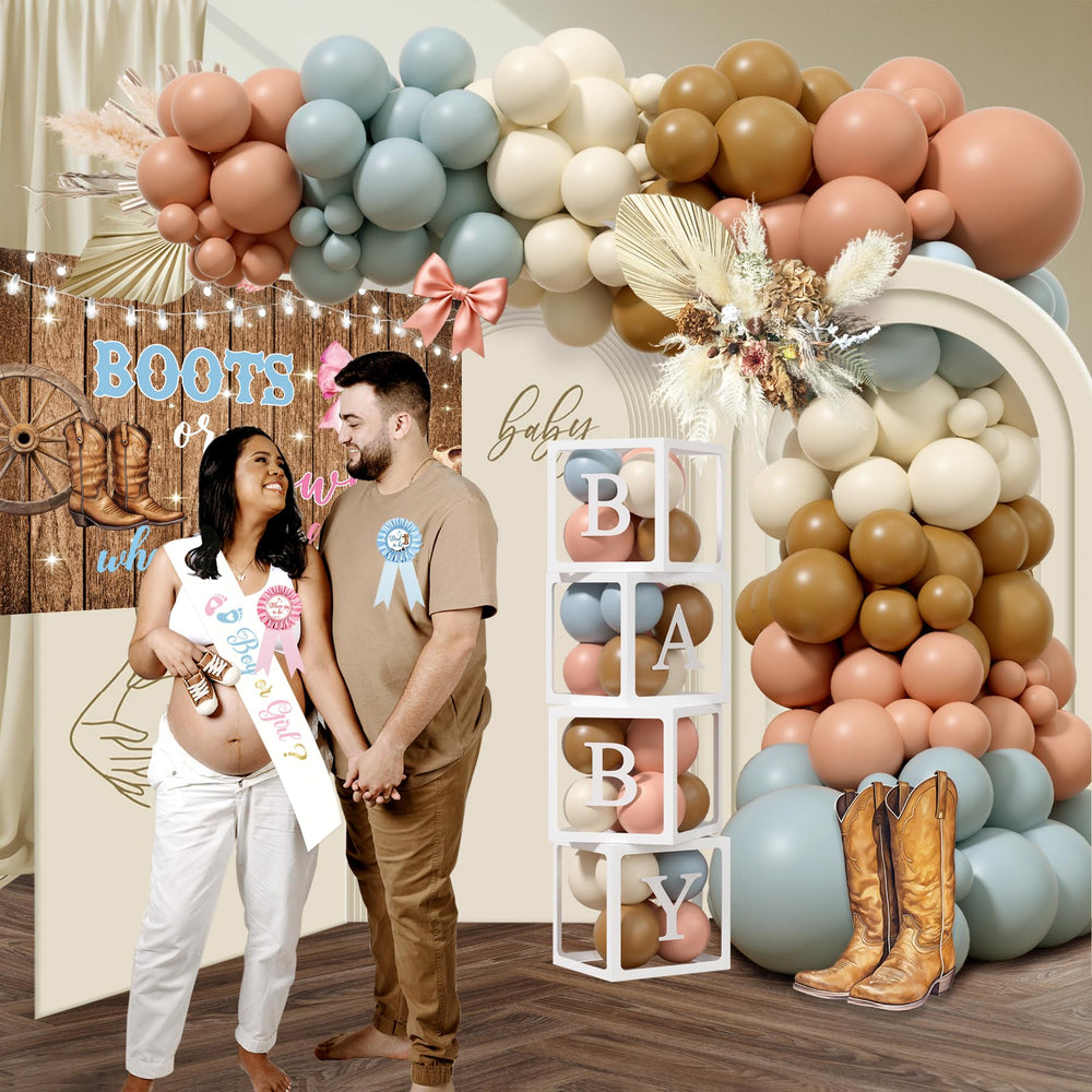 Monnberry balloon garland kit creates a dramatic arch for reveals.