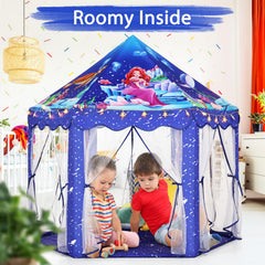Monobeach blue castle face tent creates a magical play space for kids