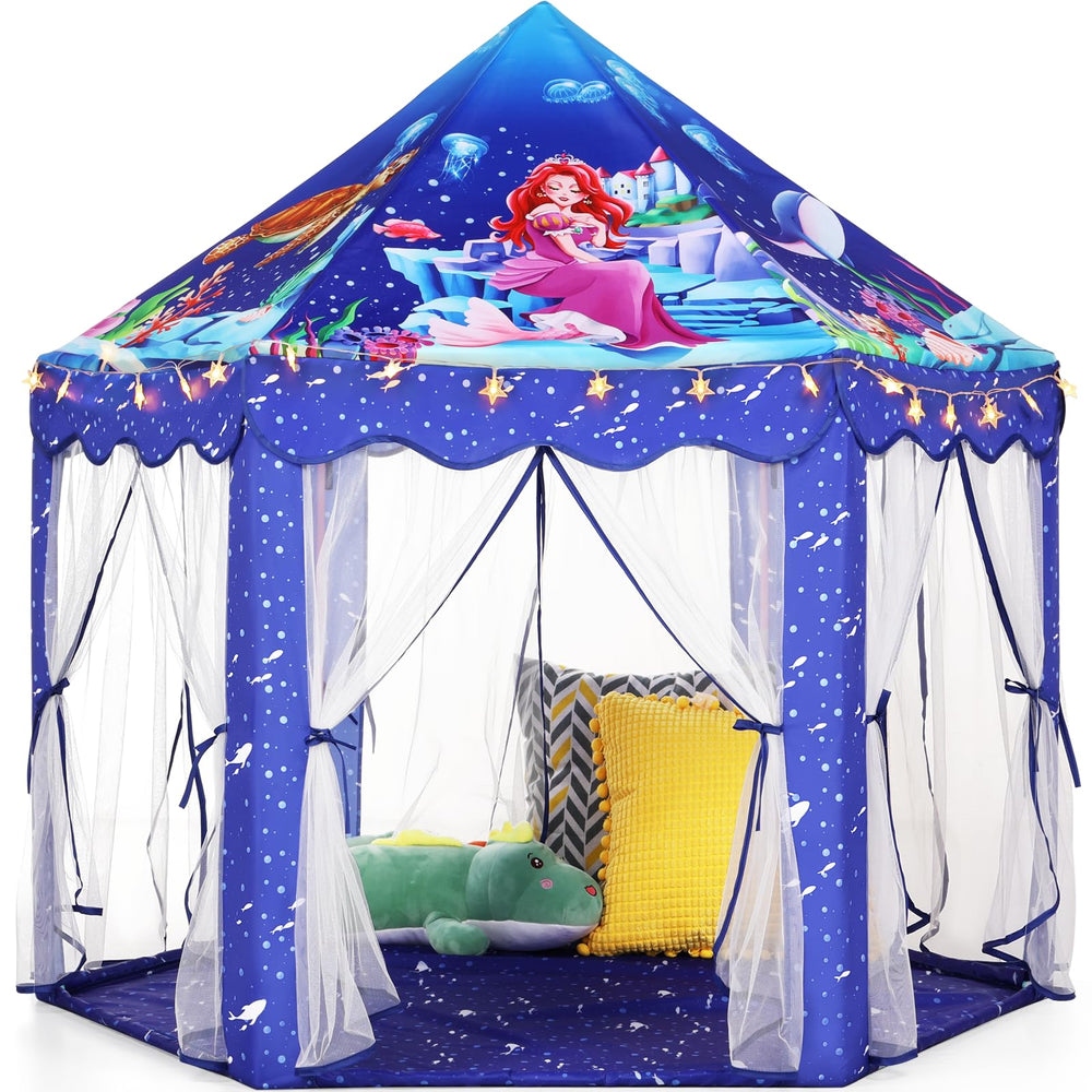 Monobeach Mermaid Princess Tent with star lights, ideal for imaginative play