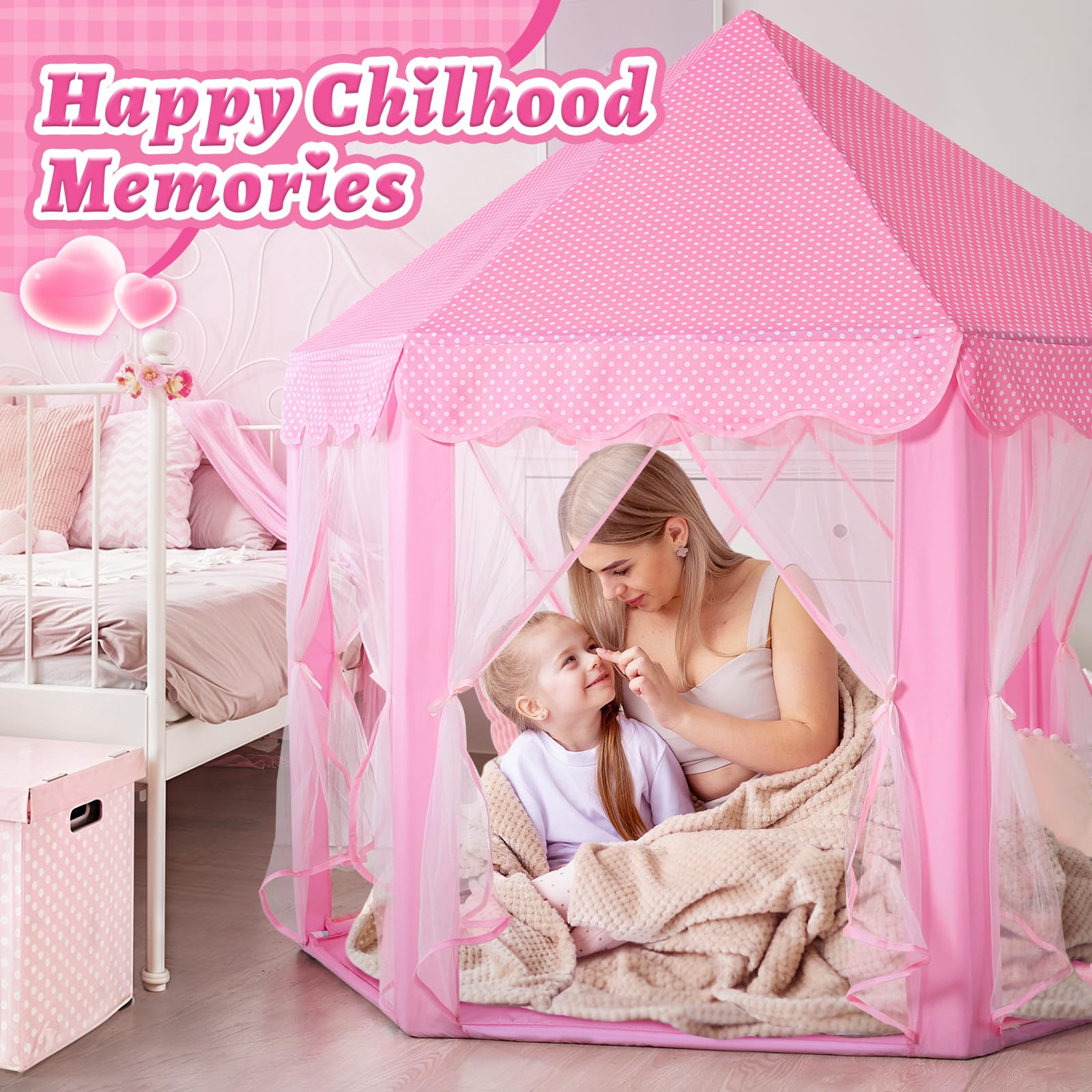 Monobeach Princess Castle Play Tent suitable for indoor and outdoor spaces.