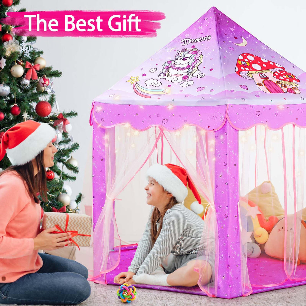 Monobeach Princess Tent dimensions 55 by 53 inches for roomy play.