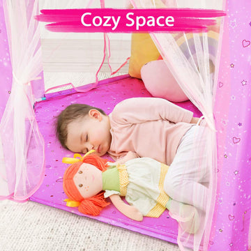 Monobeach Princess Tent package includes tent, poles, instructions and star lights.