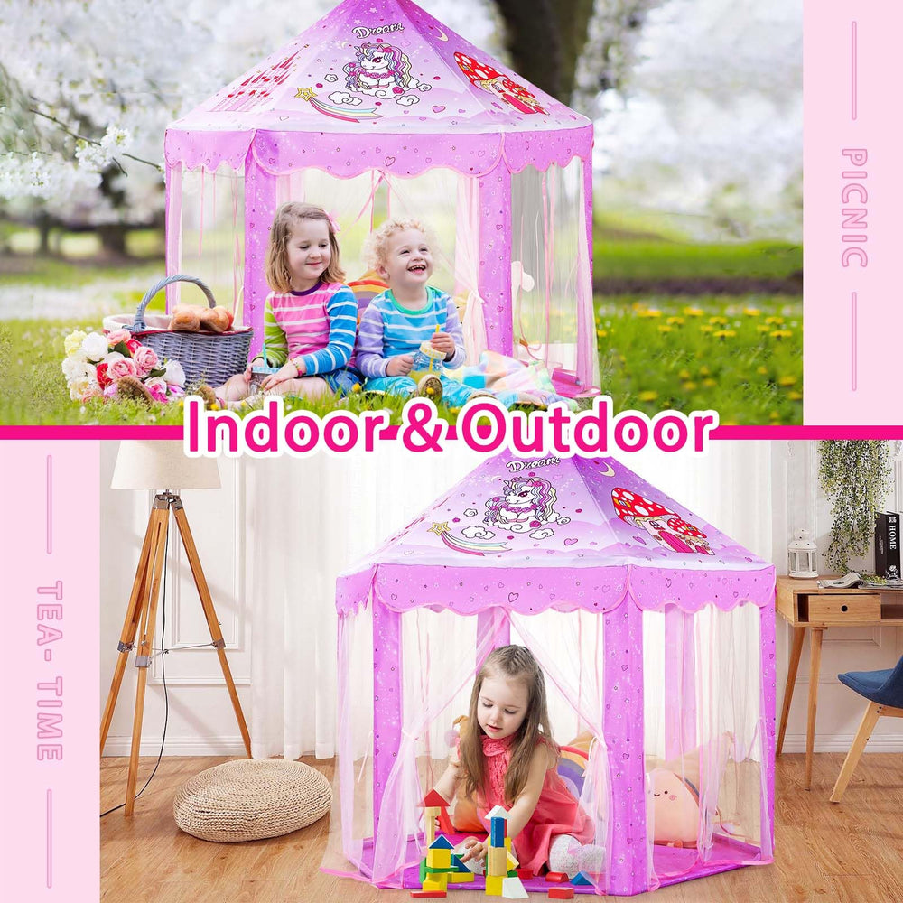 Monobeach Princess Tent comes with poles and connectors for easy assembly.
