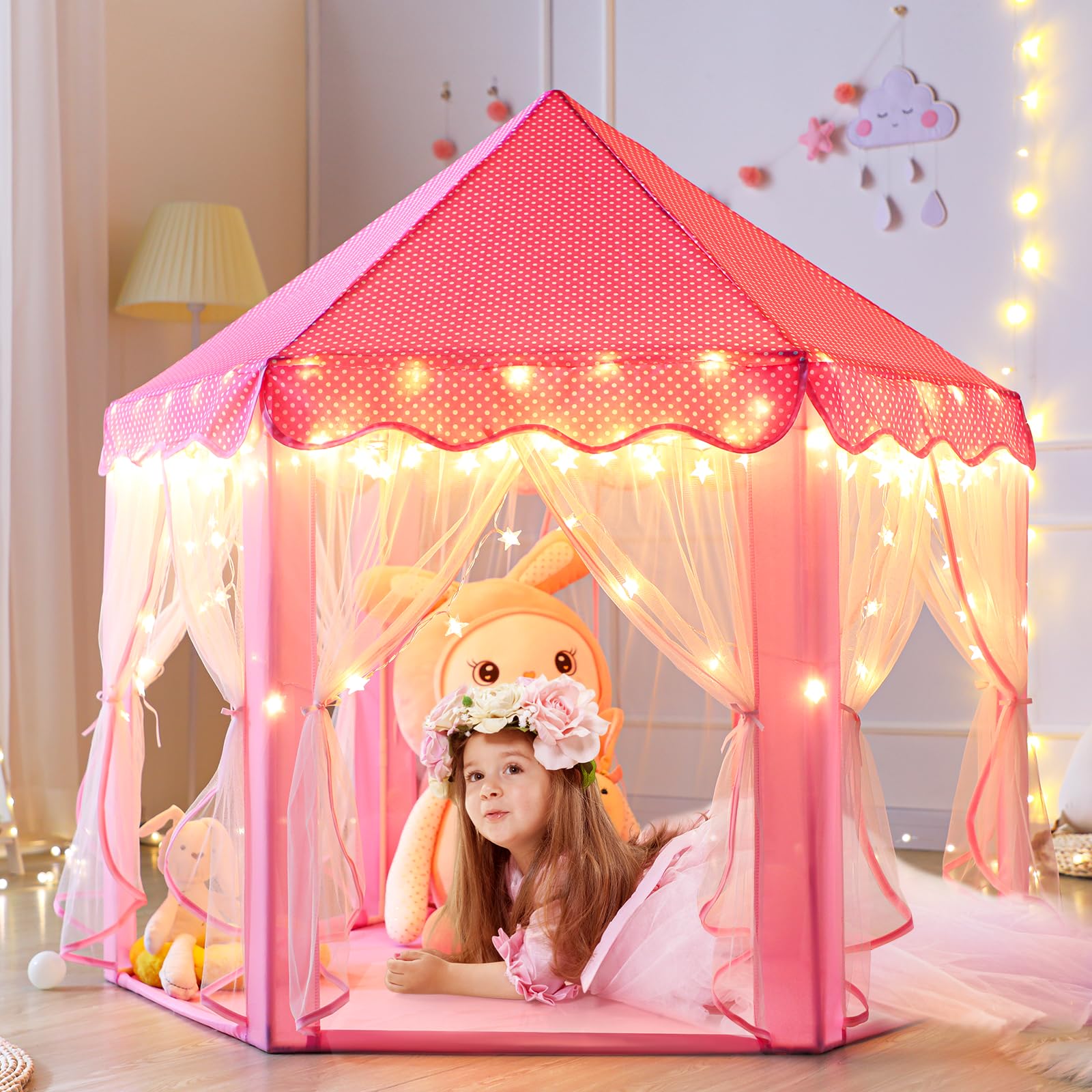 Monobeach Princess Tent star lights gift creates magical evenings