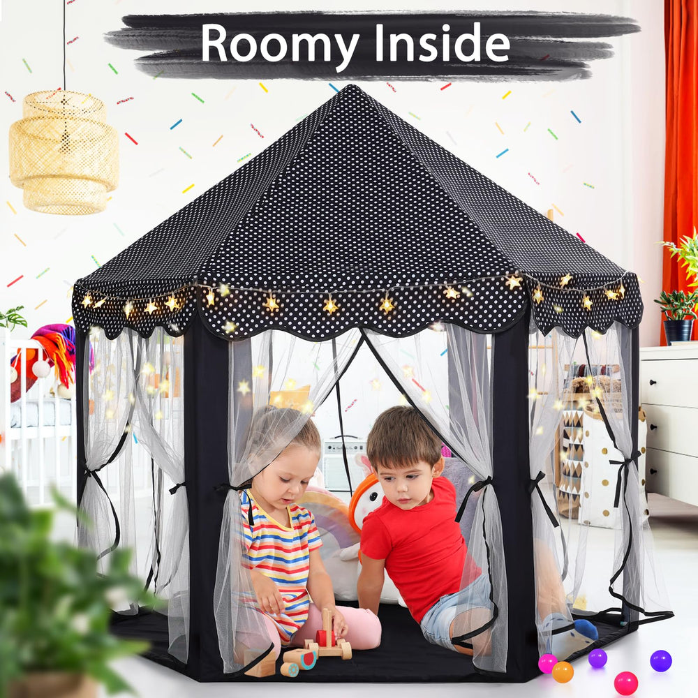 Monobeach tent star lights provide a soft, magical glow during playtime.