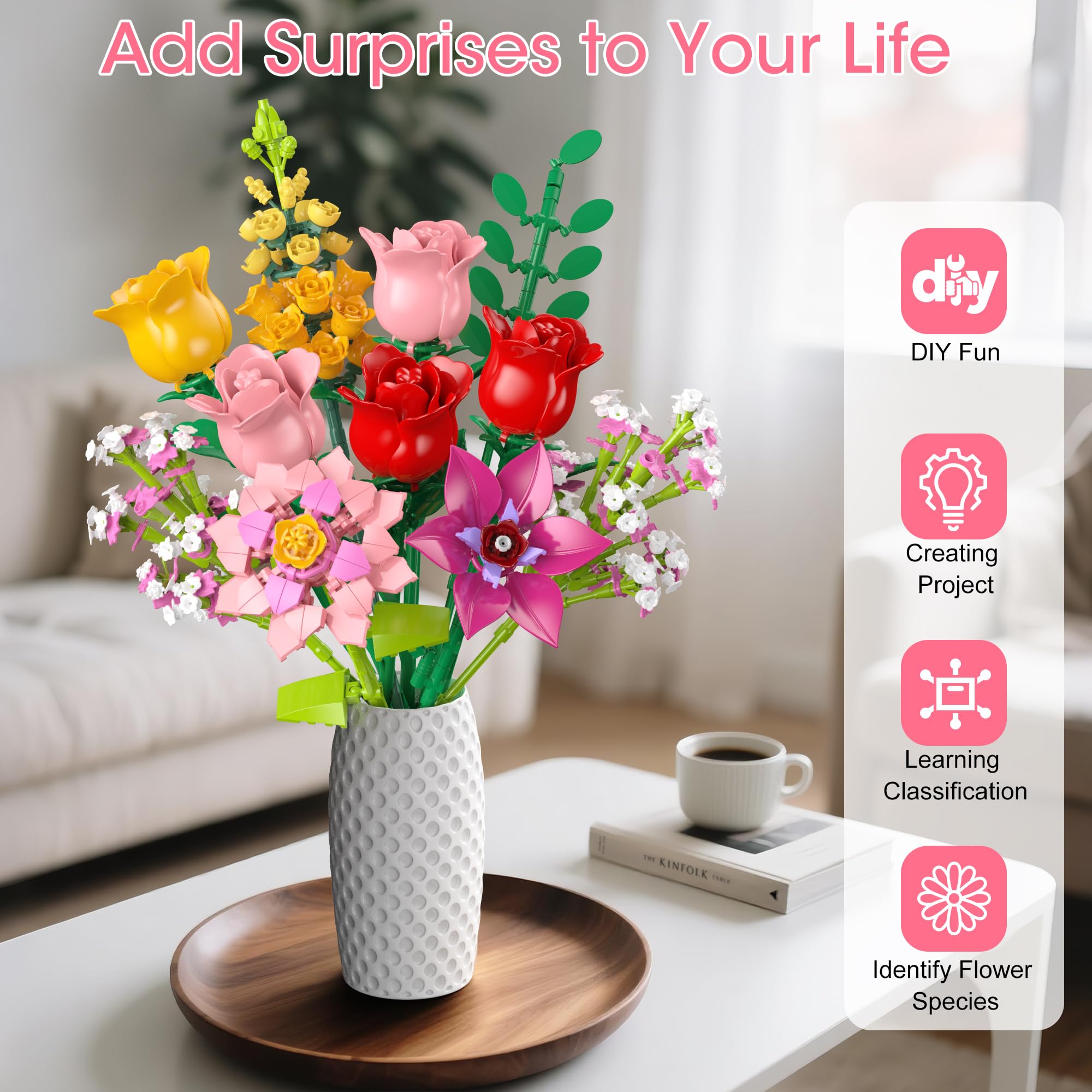 MONOFUN snapdragon bouquet piece adds colorful desk decor.