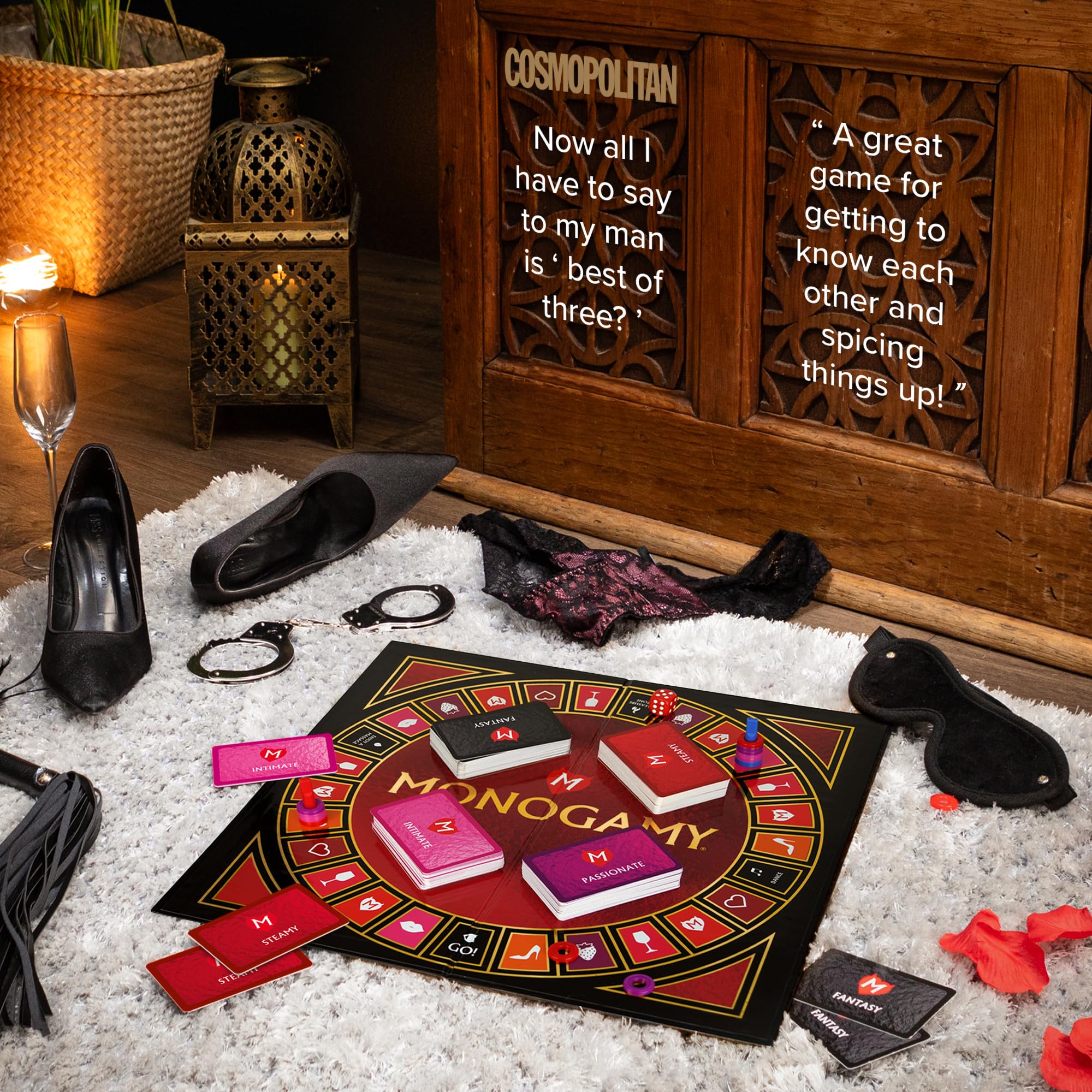 MONOGAMY board game play session depicting a cozy date night bonding