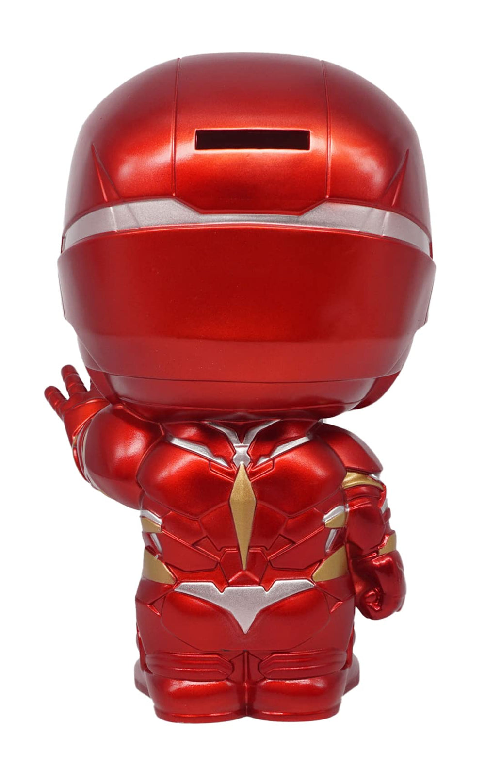 Close-up of durable PVC on Monogram Iron Man figural bank.