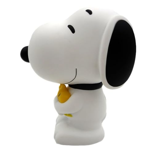Monogram Snoopy figure bank back view highlighting the bottom outlet.