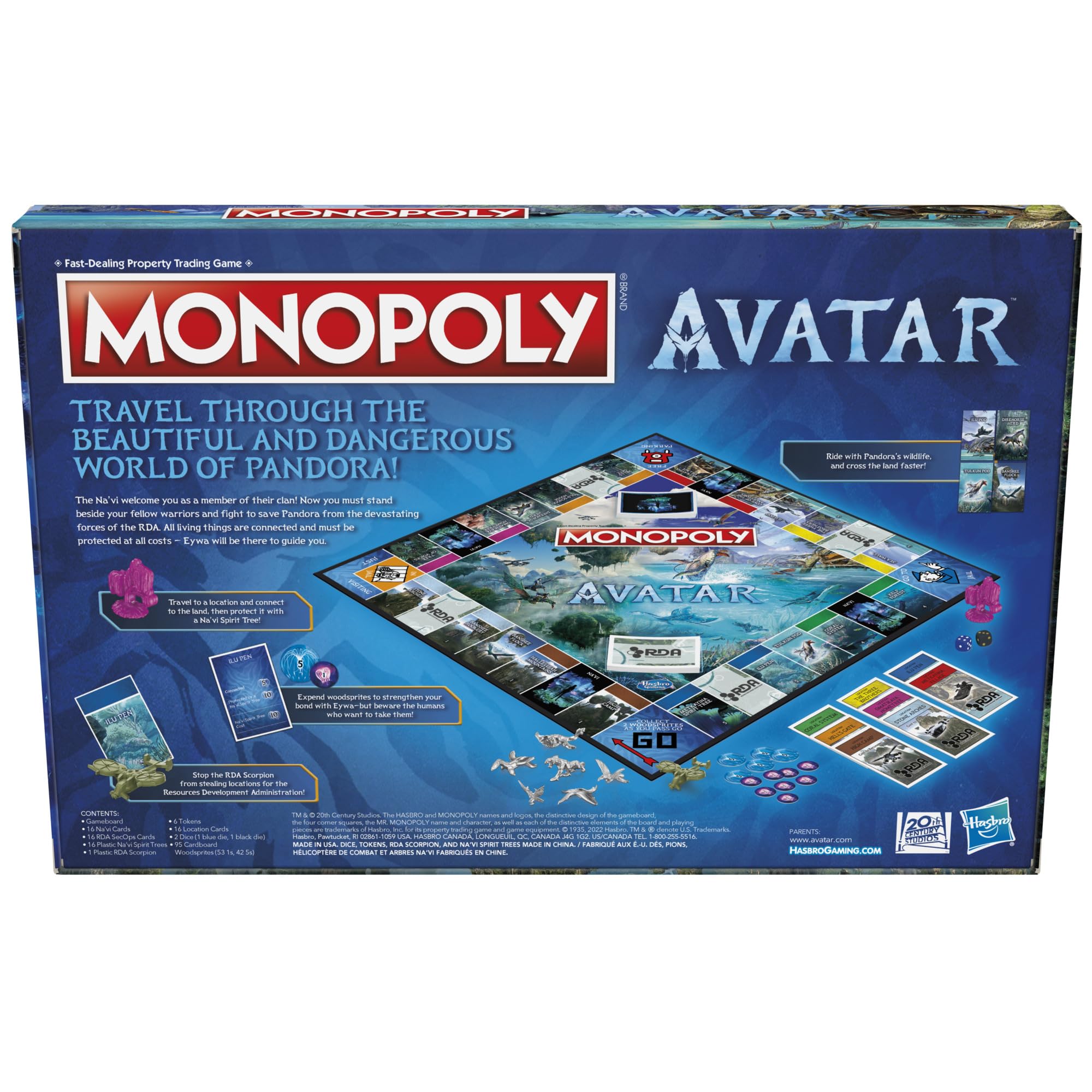 Monopoly Avatar Edition game board layout highlighting Pandoran locations for strategy.