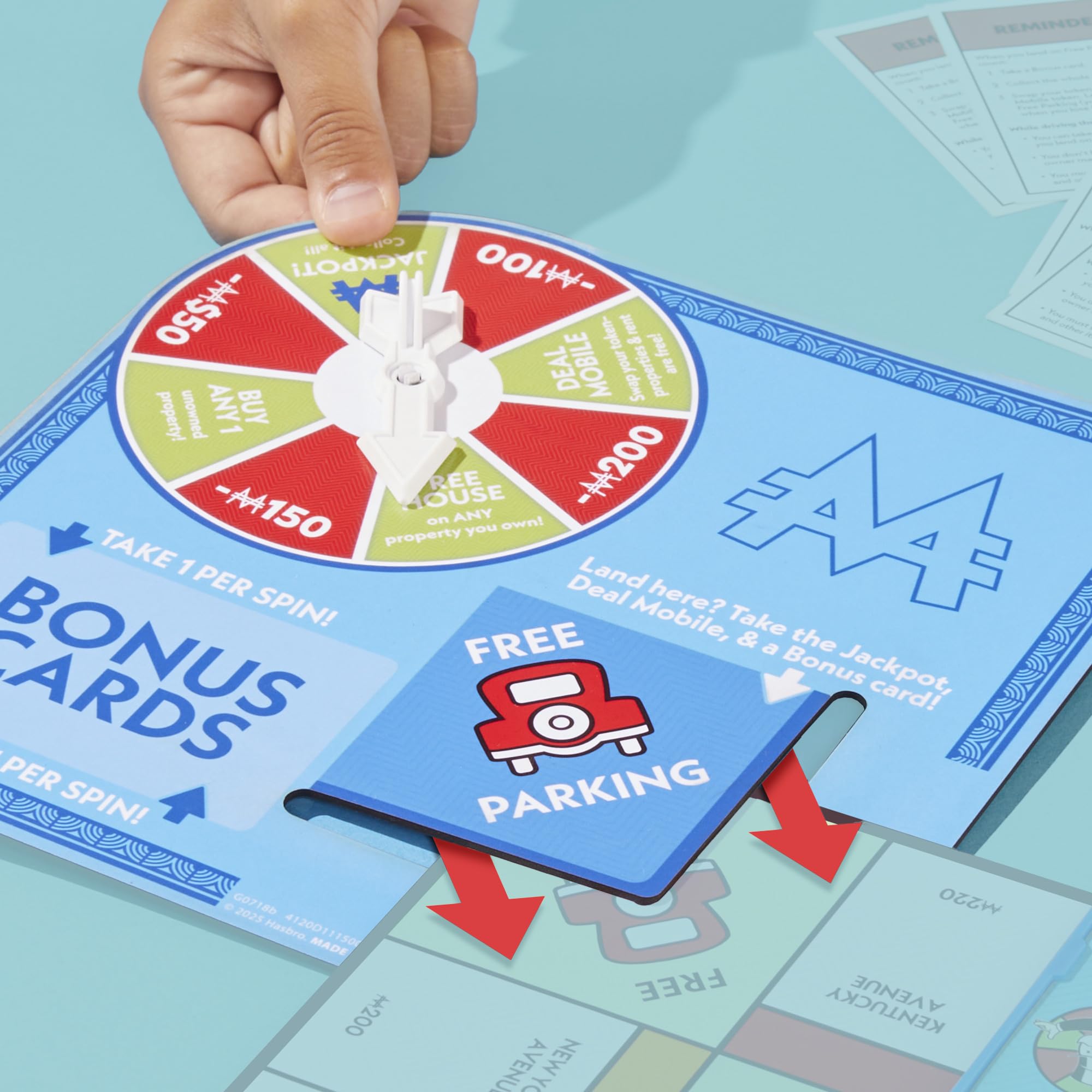 Monopoly Free Parking Jackpot Expansion spinner in action, adding fast-paced chances.