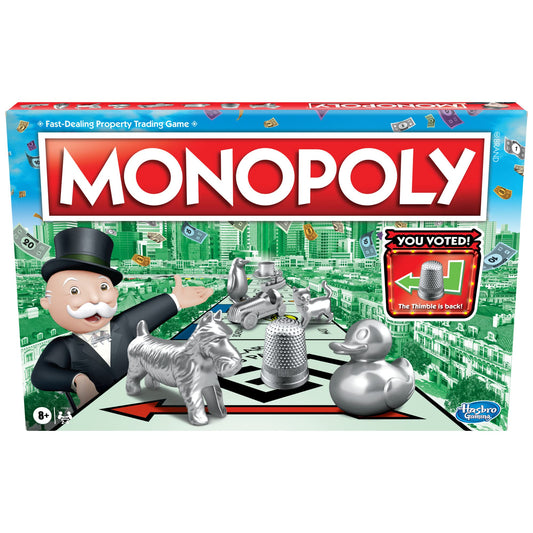 Monopoly game box front displays branding for family game night