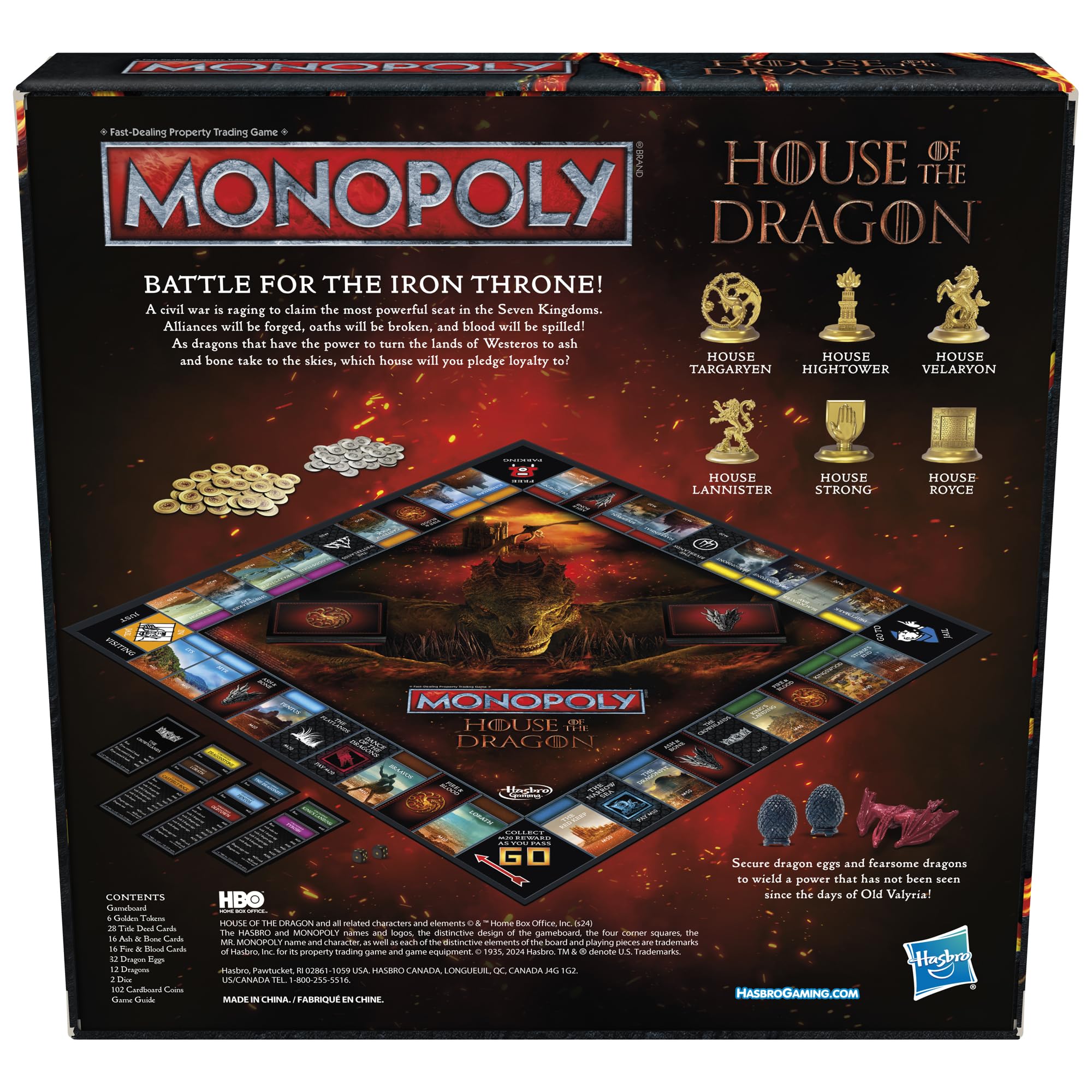 Monopoly House of the Dragon board map invites immersive Westeros exploration during play.