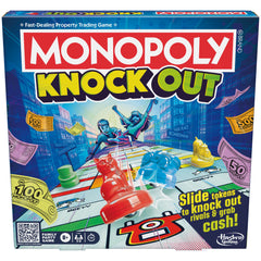 Monopoly Knockout board game long gameboard invites fast-paced family play