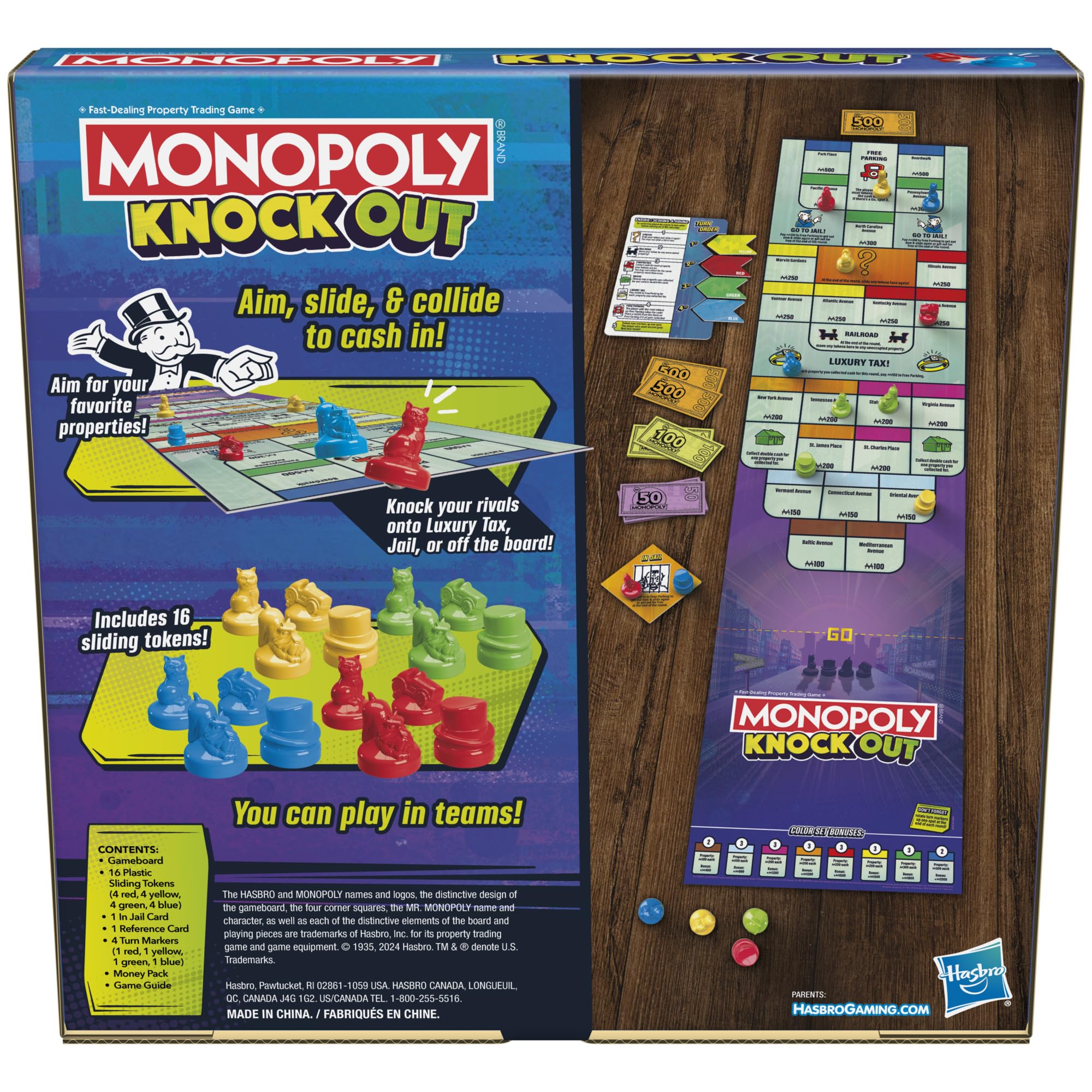 Monopoly Knockout sliding tokens action shows quick, skill-based play
