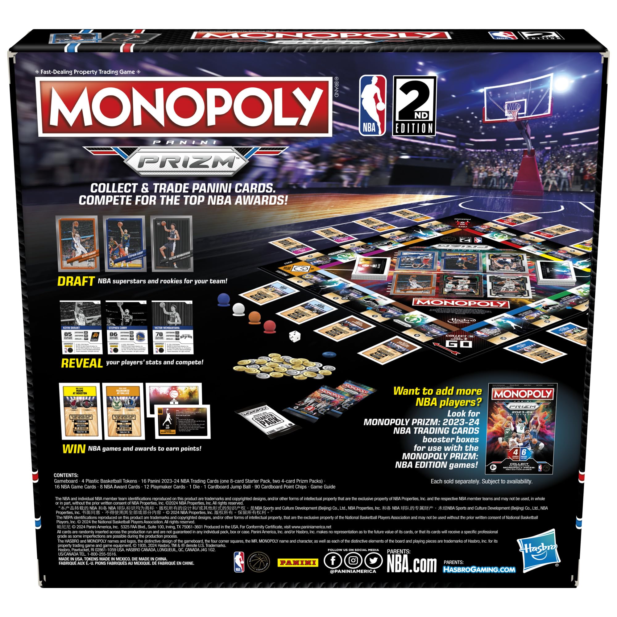 Monopoly Prizm NBA 2nd Edition Panini cards front—ideal for drafting your team