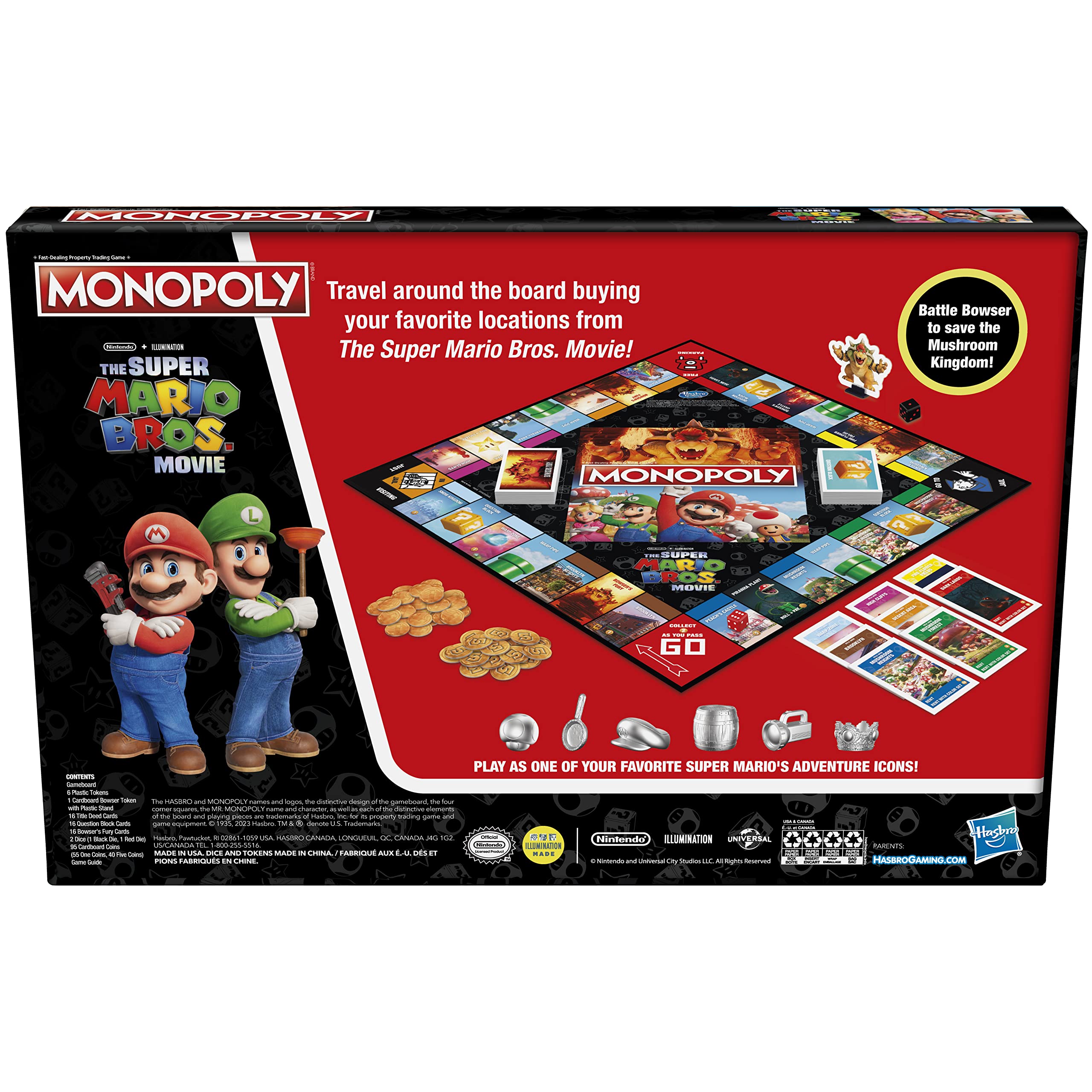 Bowser token moving around the board adds excitement to gameplay