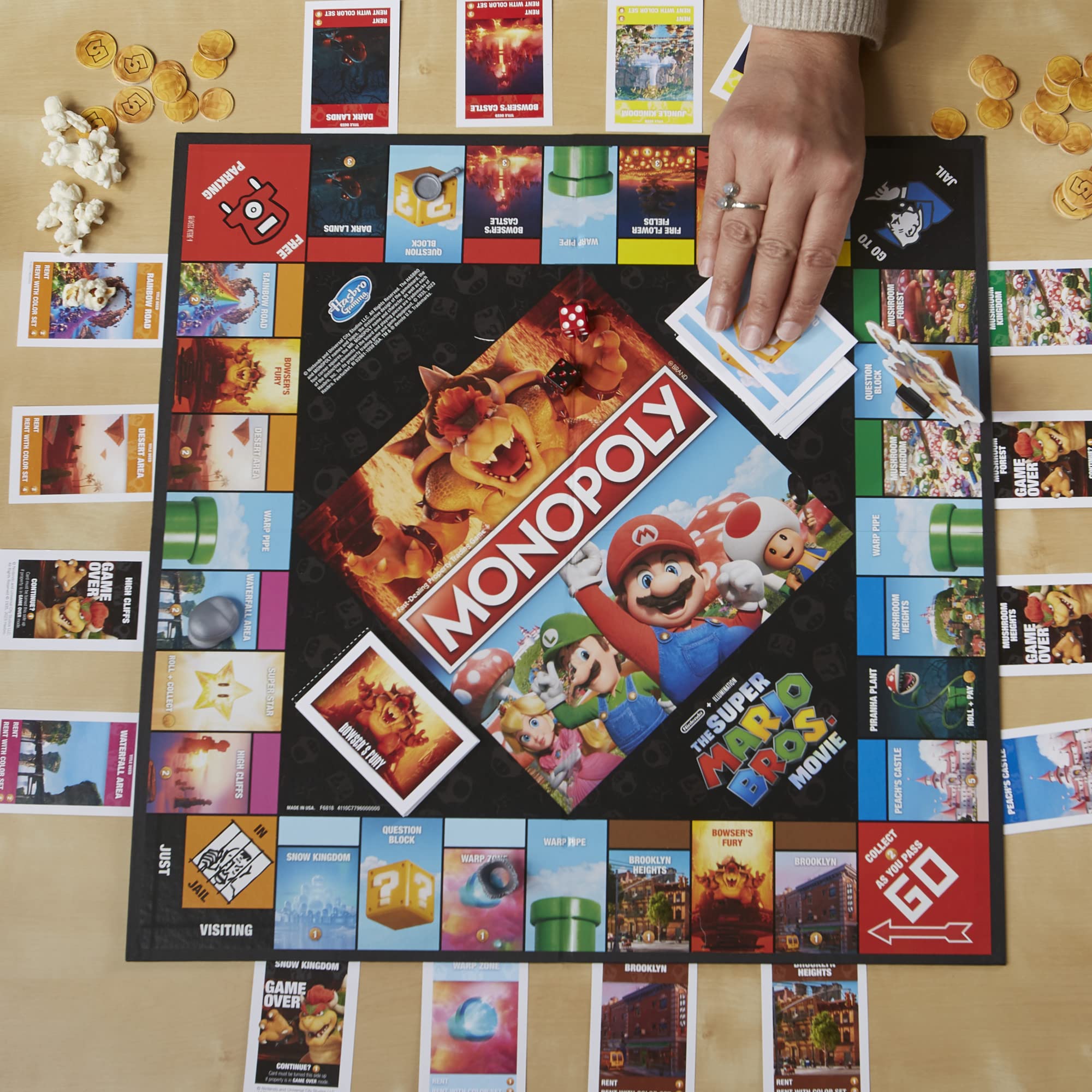 Tokens set features Mario characters and power-ups for personalization