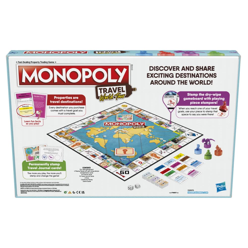Monopoly Travel World Tour self-inking stamps simplify marking journeys