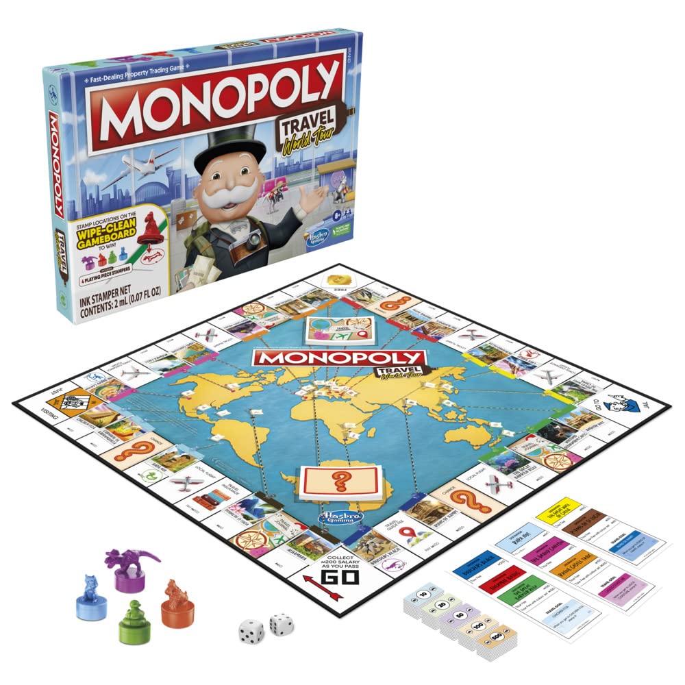 Monopoly Travel World Tour stamping tokens capture moments with each move