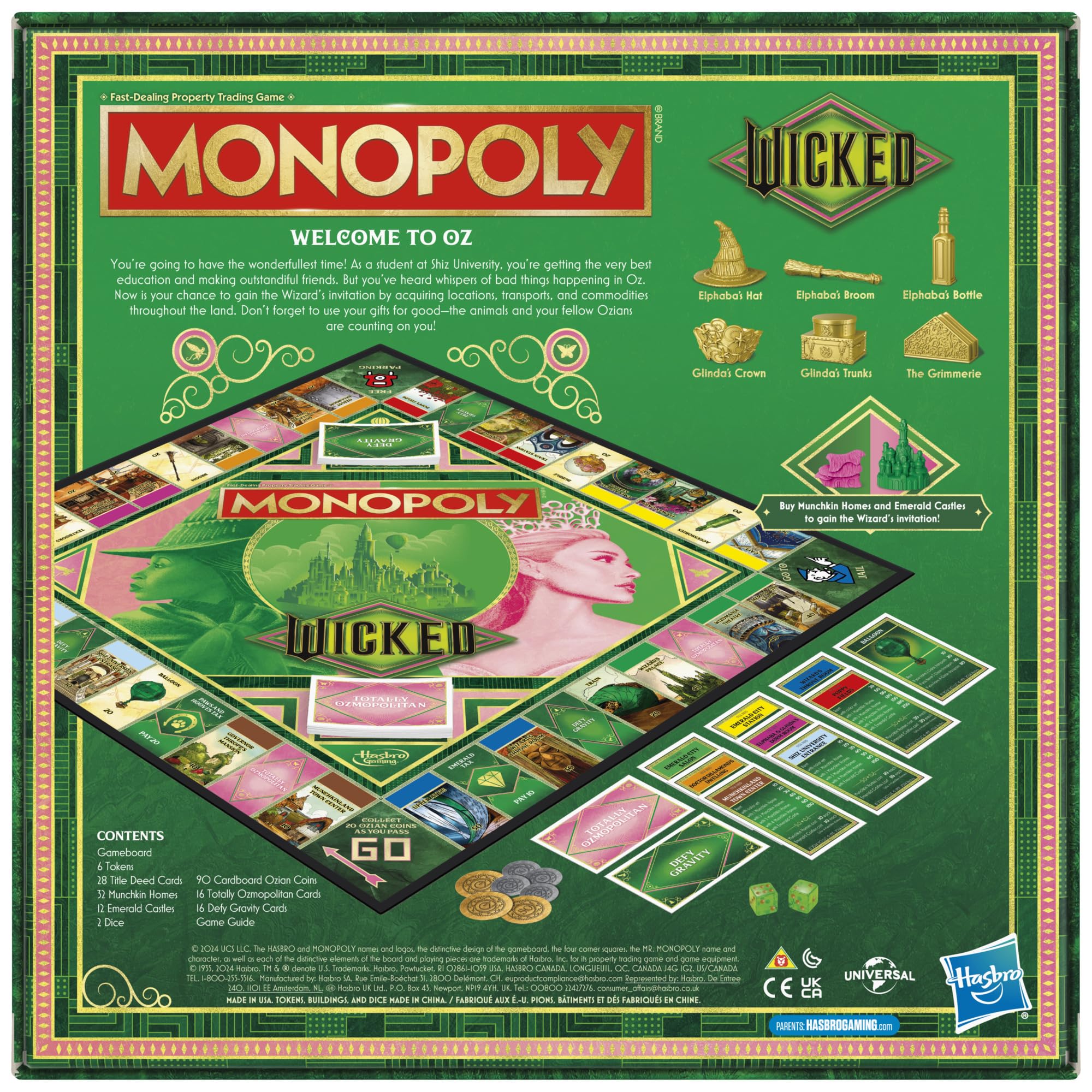 Monopoly Wicked Edition six golden tokens gleaming for tactile, collectible gameplay.