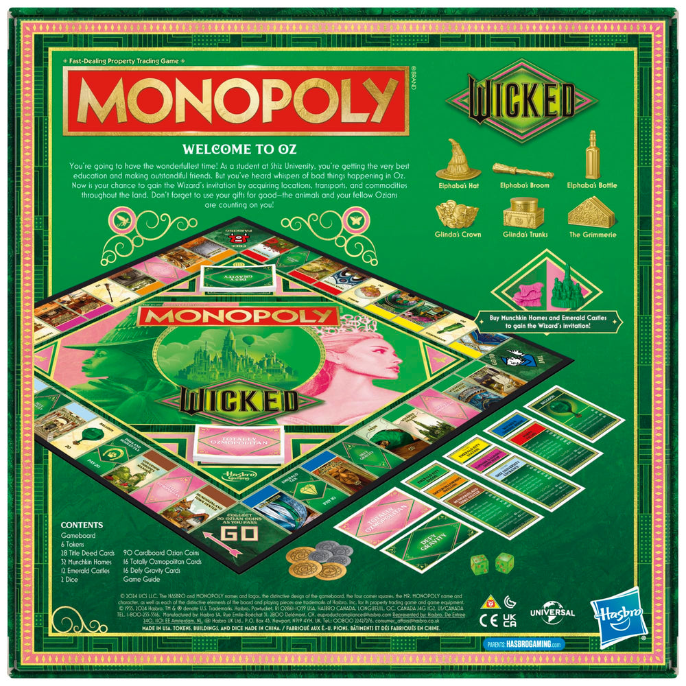 Monopoly Wicked Edition six golden tokens gleaming for tactile, collectible gameplay.
