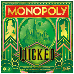 Monopoly Wicked Edition board game cover shows Oz-inspired art for family nights.