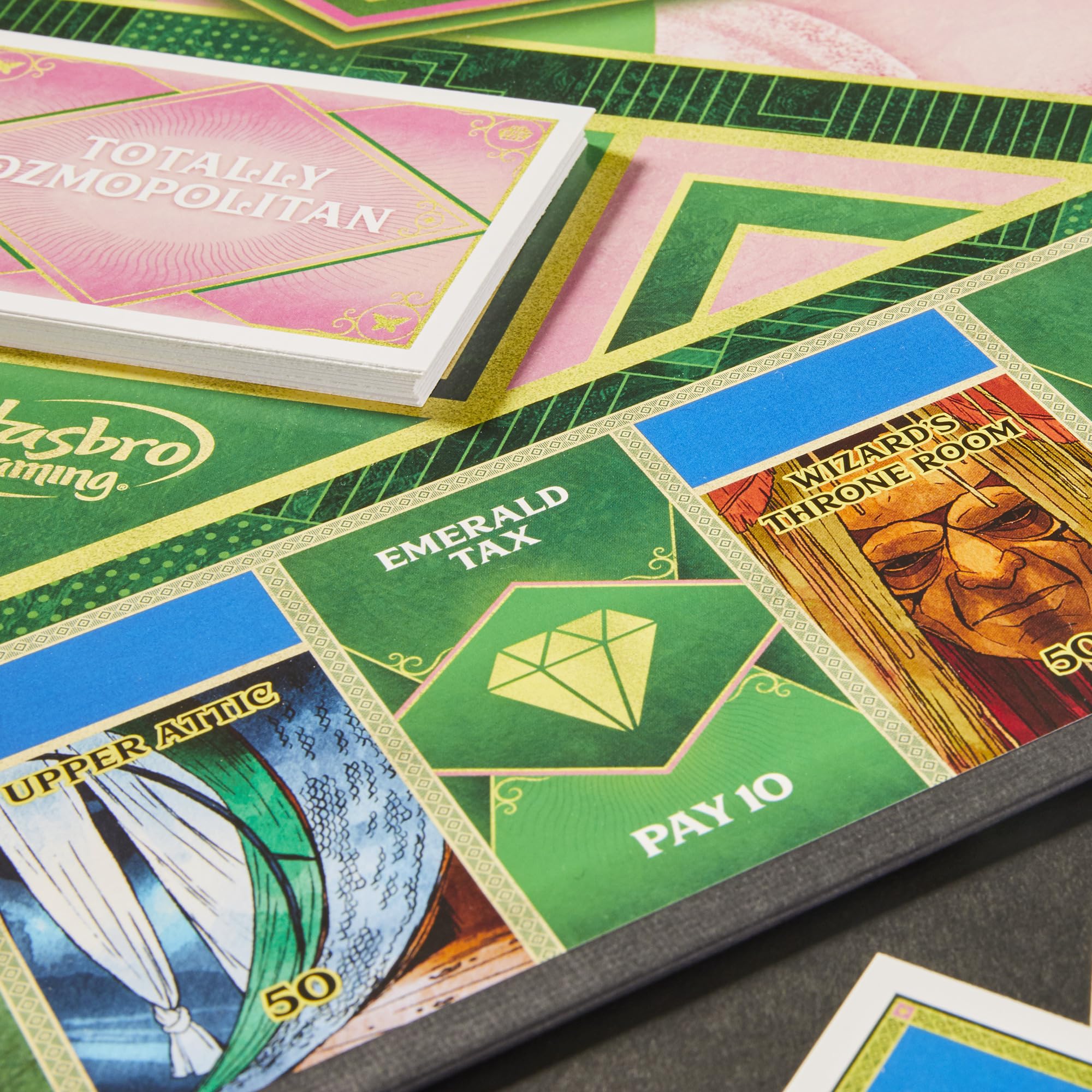 Monopoly Wicked Edition Emerald City space features iconic landmarks for auctions.