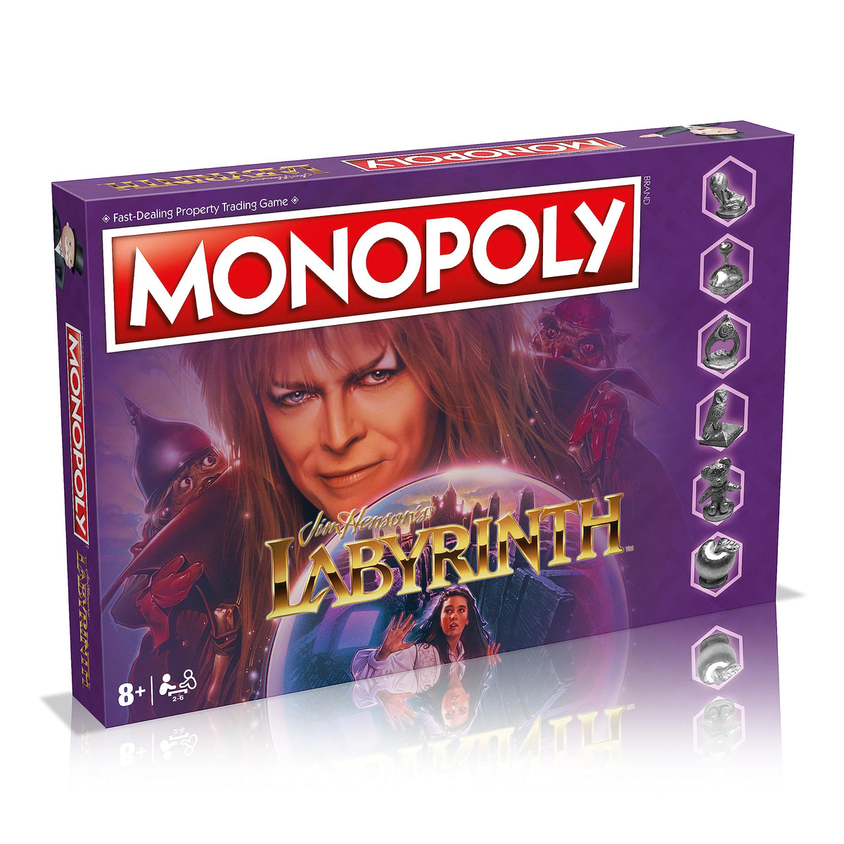 Monopoly Winning Moves Maze box front features Goblin King art, a perfect gift for Labyrinth fans.