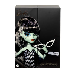 Monster High Frankie Stein doll stand and collectible packaging for secure display.