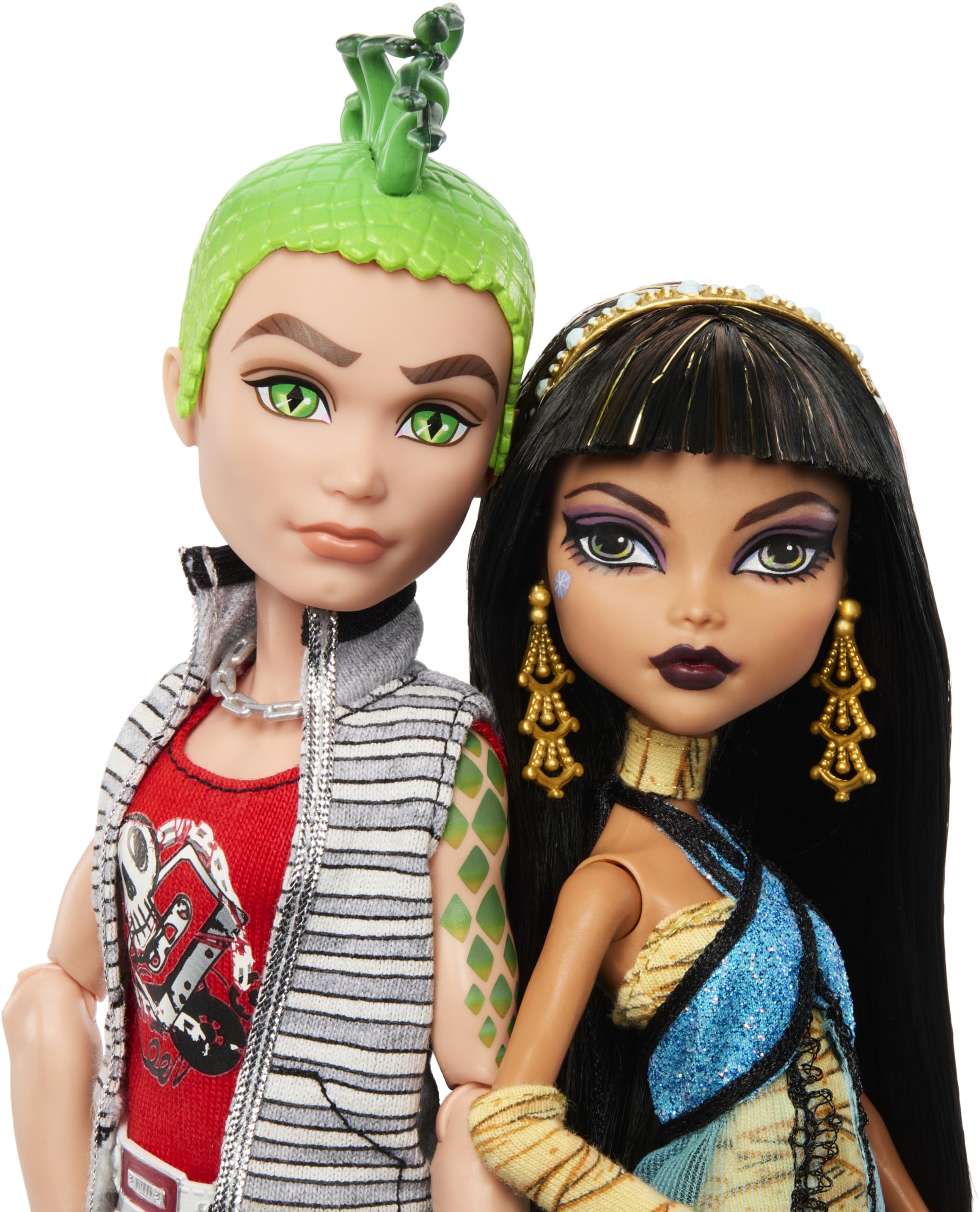 Monster High creeproduction two-pack with stands and Top Eek-ret diary for display.