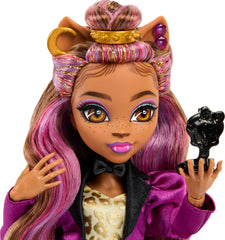 Monster High Clawdeen Wolf in satin suit with glam shine for stylish storytelling