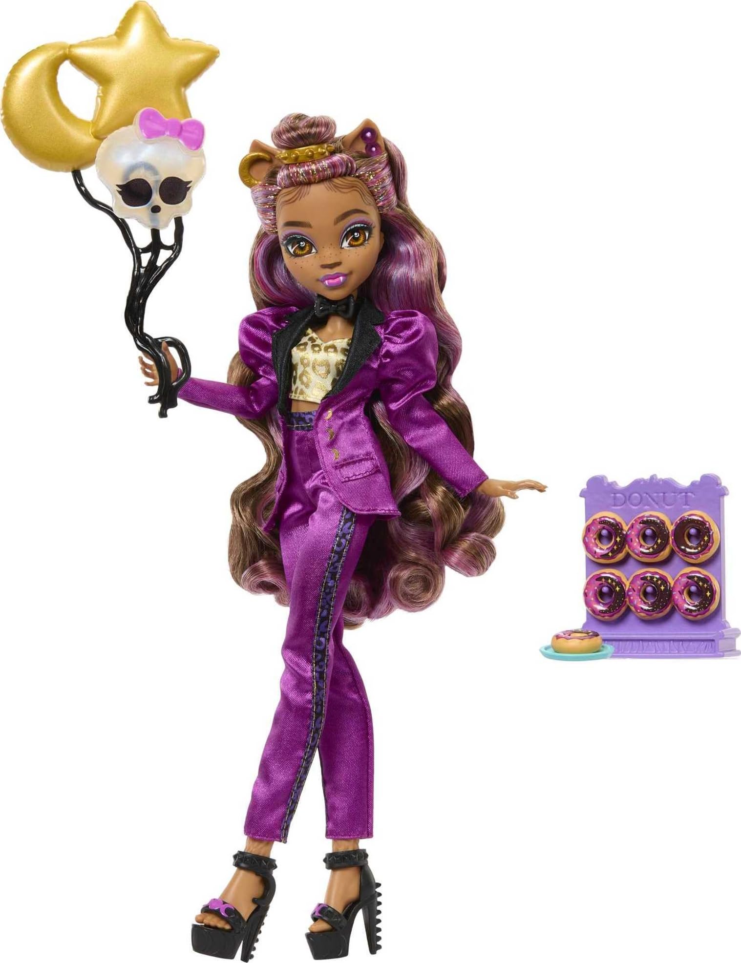 Monster High Clawdeen Wolf hairstyle with studded top knot and bold accessories