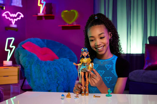 Hisssette the cobra pet accompanies Cleo for spooky adventures with authentic details