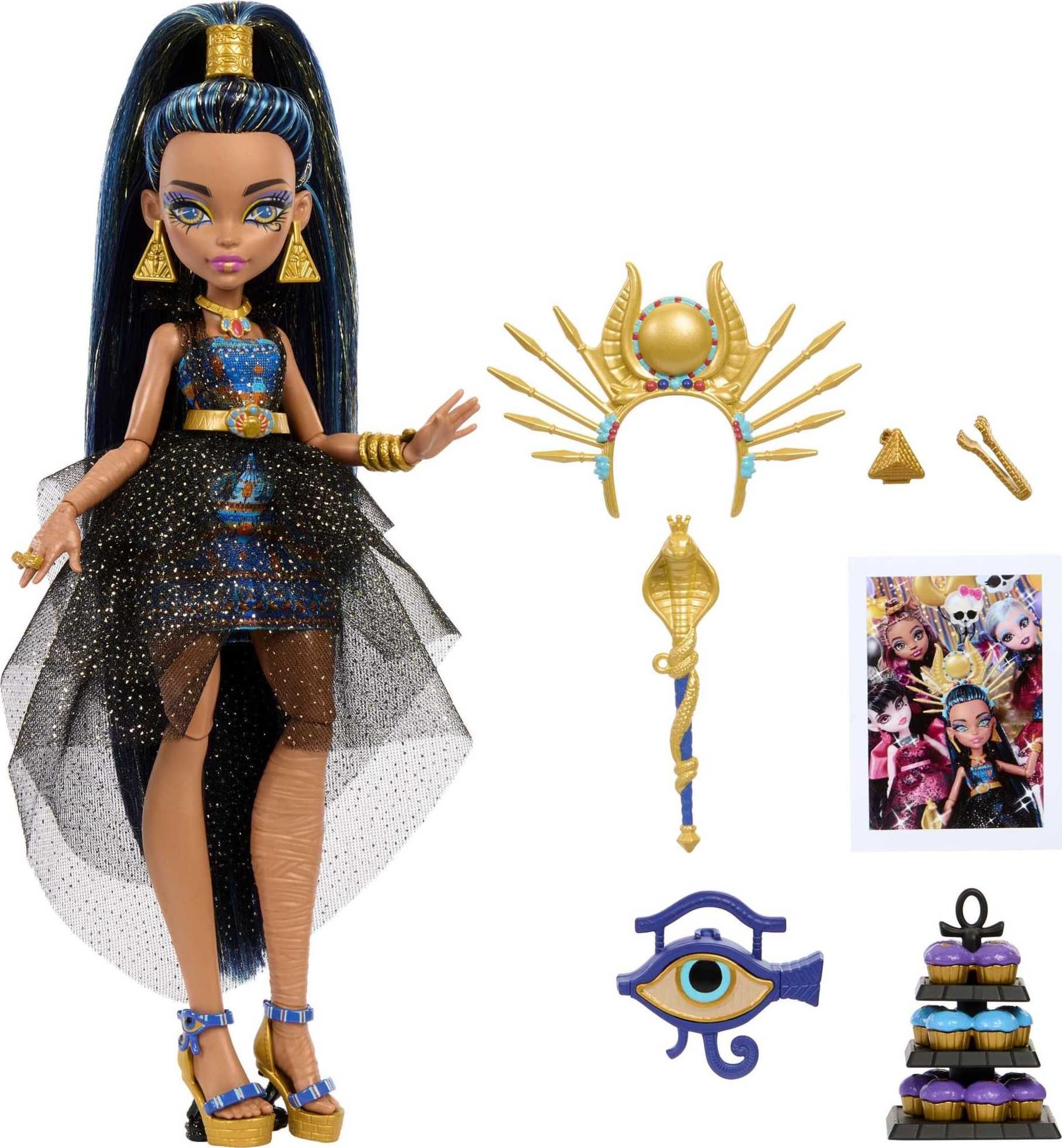 Monster High Cleo De Nile at the Monster Ball in regal party dress for imaginative play.