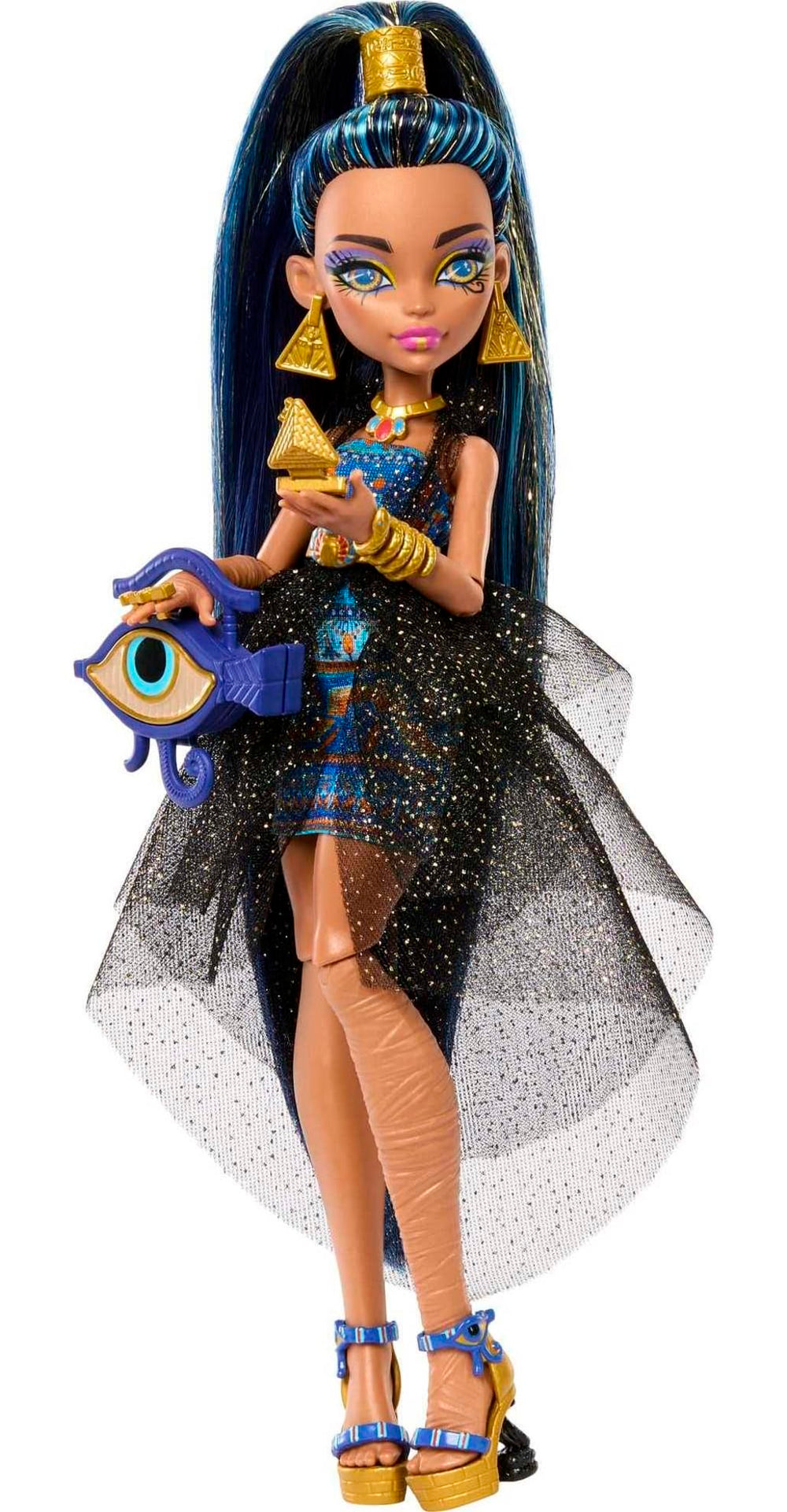Monster High Cleo De Nile scepter and tiara props for pretend photo moments.