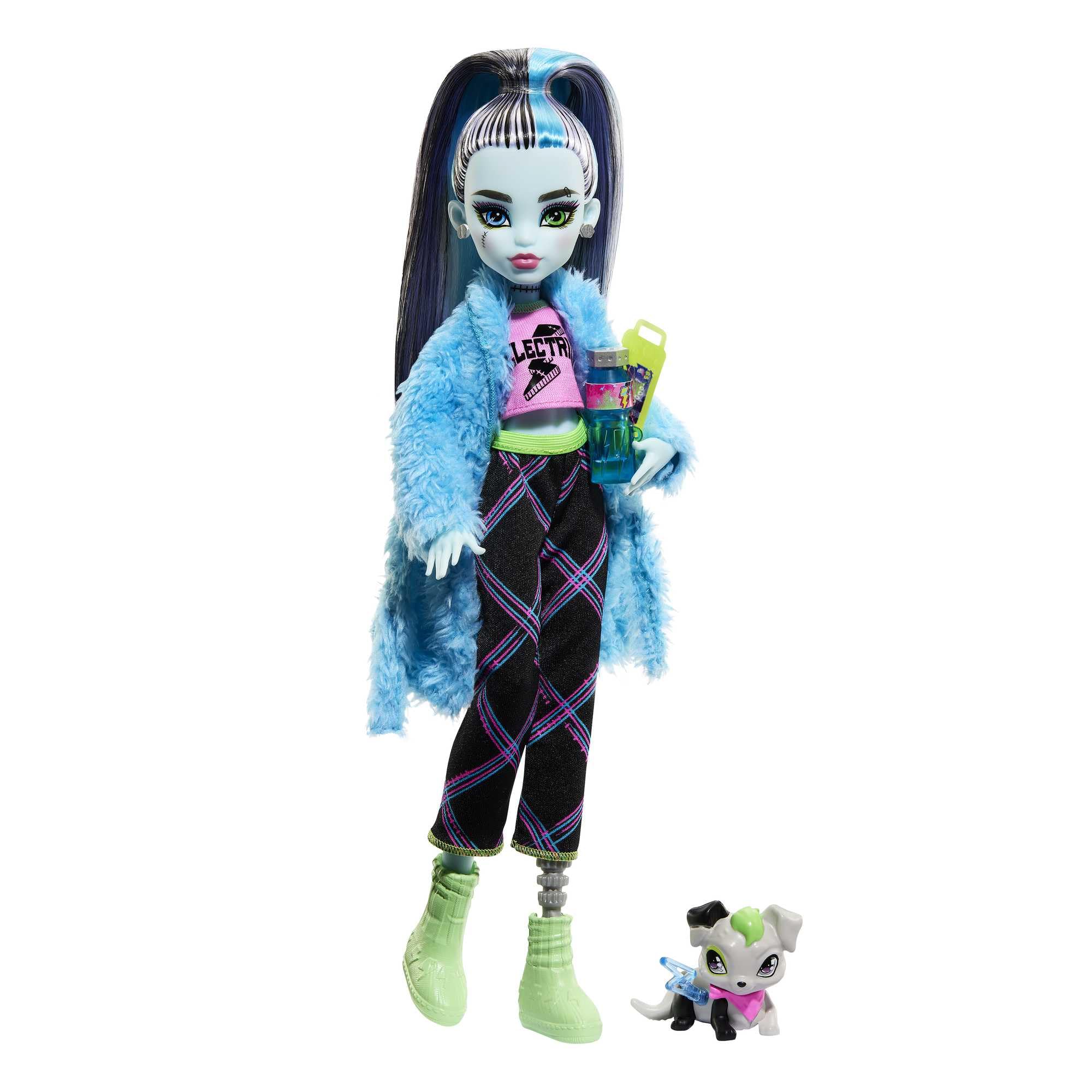 Monster High Creepover Frankie Stein doll ready for spooky sleepover storytelling and fashion play.