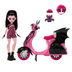 Monster High Draculaura scooter doll-in-hand, easy pose for photos and storytelling.